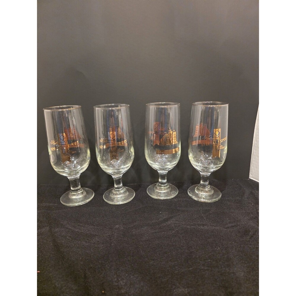 VINTAGE~SPECIAL EXPORT~House of Heileman~Set of 4~Beer Glasses~Gold Rim~7”‎